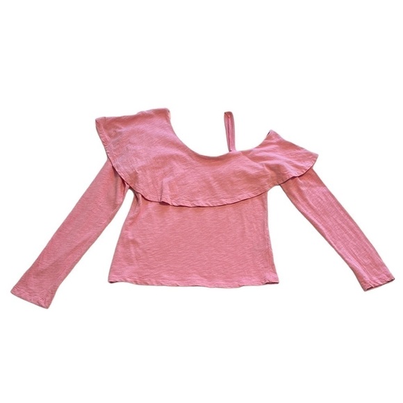 Asymmetrical Pink Ruffle Off The Shoulder Top - Size Medium - Picture 2 of 9